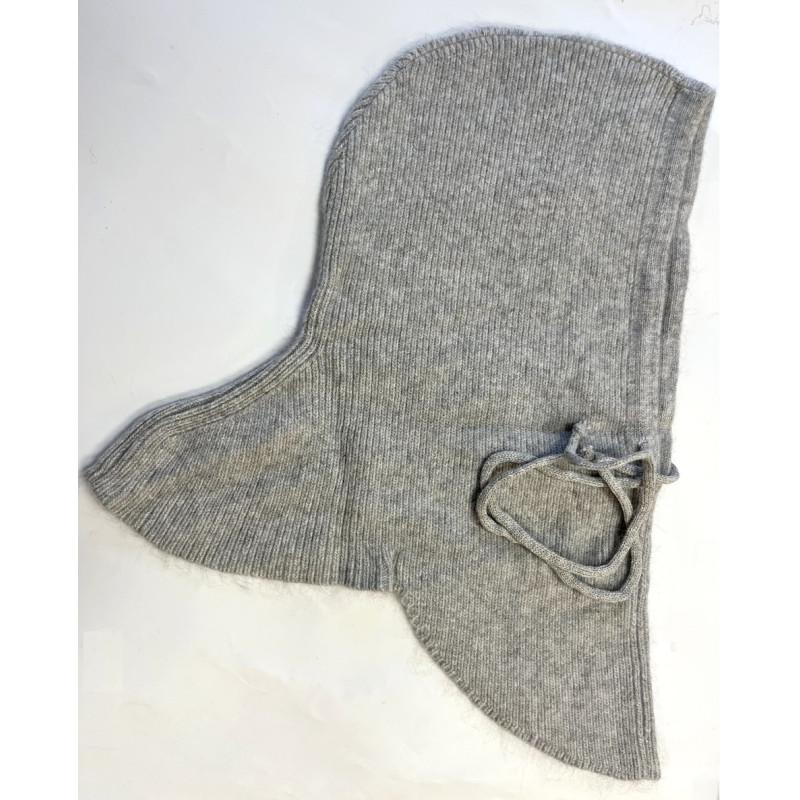 Bonnet Cagoule laine angora cordons