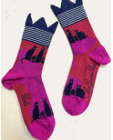 Chaussettes Berthe aux Grands Pieds Laine Chats amoureux