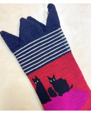 Chaussettes Berthe aux Grands Pieds Laine Chats amoureux