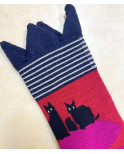 Chaussettes Berthe aux Grands Pieds Laine Chats amoureux