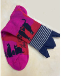 Chaussettes Berthe aux Grands Pieds Laine Chats amoureux