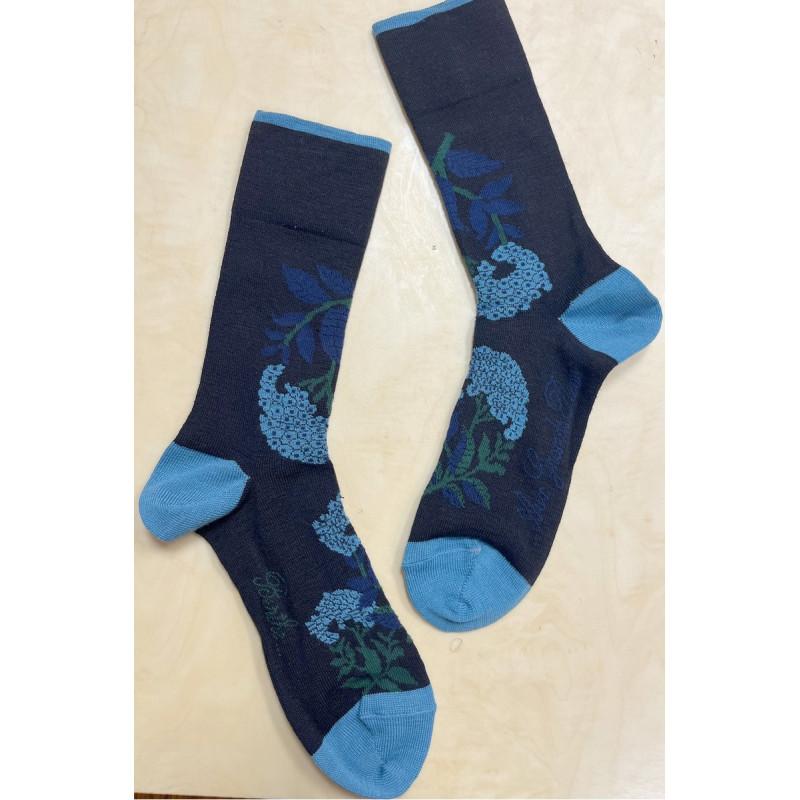 Chaussettes Berthe aux grands Pieds laine Homme Hortensia Bleus
