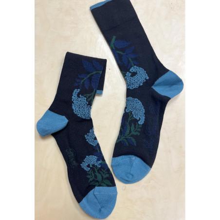 Chaussettes Berthe aux grands Pieds laine Homme Hortensia Bleus