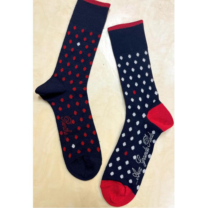 Chaussettes Berthe aux grands Pieds laine Homme Polka Dots asymétriques