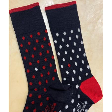 Chaussettes Berthe aux grands Pieds laine Homme Polka Dots asymétriques