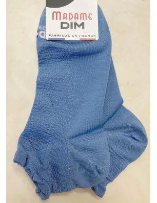 Socquette Madame Dim Bord souple fil d'ecosse bleu jeans