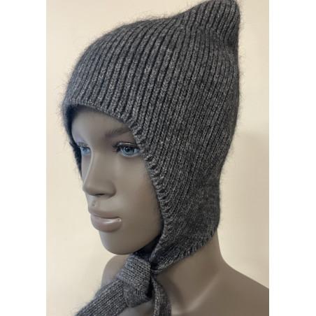 Bonnet De loup Laine Angora Gris