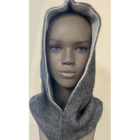 Bonnet Capuche Laine Angora Caprices Acier