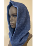 Bonnet Capuche Bleu Jeans Laine Angora Caprices