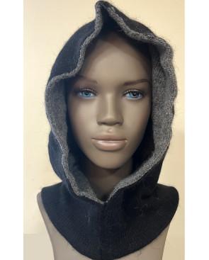 Bonnet Capuche Laine Angora noir Caprices