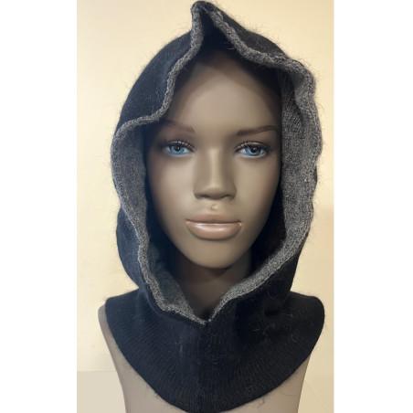 Bonnet Capuche Laine Angora noir Caprices