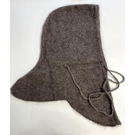Cagoule-capuche-laine-angora-cordon-taupe-plat