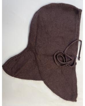 Cagoule-capuche-laine-angora-cordon-marron-plat