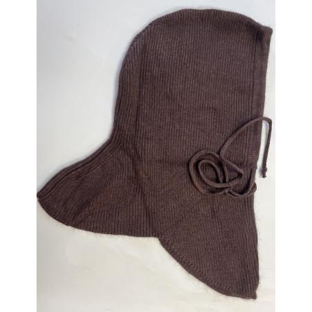 Cagoule-capuche-laine-angora-cordon-marron-plat