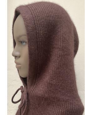 Cagoule Capuche Laine Angora Marron