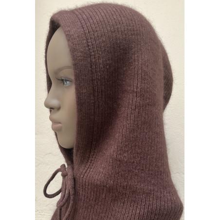 Cagoule Capuche Laine Angora Marron