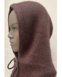 Cagoule Capuche Laine Angora Marron