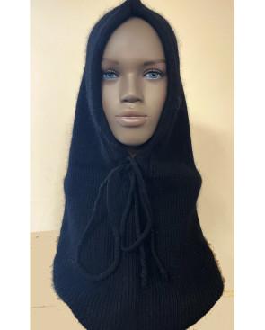 Cagoule Capuche Laine Angora noir
