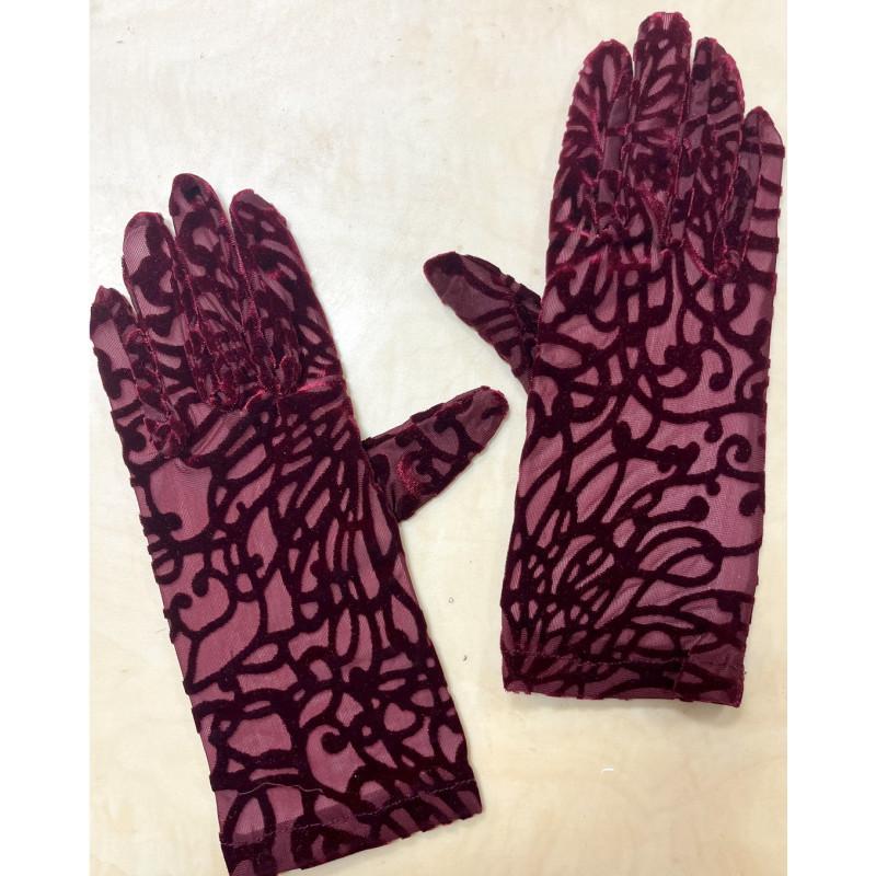 Gants Velvet dévoré arabesque Rouge
