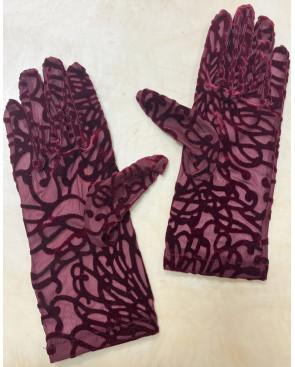 Gants Velvet dévoré arabesque Rouge
