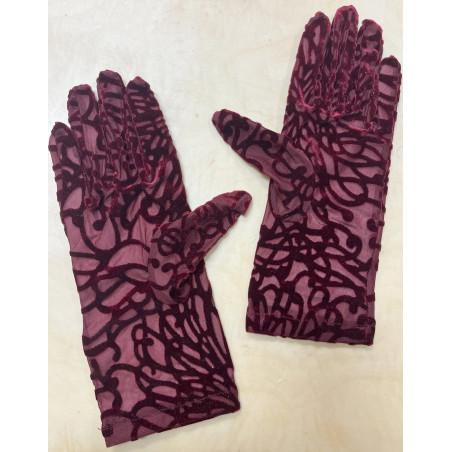 Gants Velvet dévoré arabesque Rouge