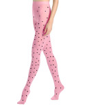 Collant Rose poudre Opaque petit pois noir