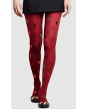 Collant Sakura à pois multi Bordeaux