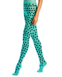 Collant Bleu Lagon Pois Tendance Bicolore Noir