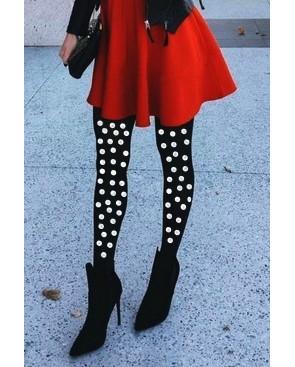collant opaque 60-les-petits-caprices--gros-poka-dots-noir-pois-blancs