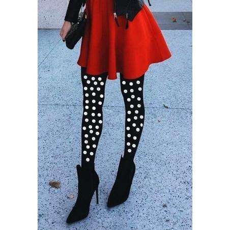 collant opaque 60-les-petits-caprices--gros-poka-dots-noir-pois-blancs