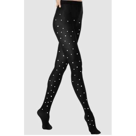 collant opaque 60-les-petits-caprices-poka-dots-noir-pois-blancs