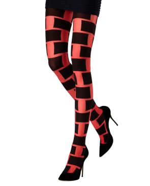 Collant Emilio Cavallini Cubes et Briques Rouge