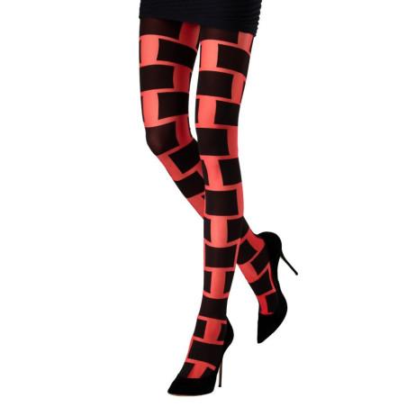 Collant Emilio Cavallini Cubes et Briques Rouge