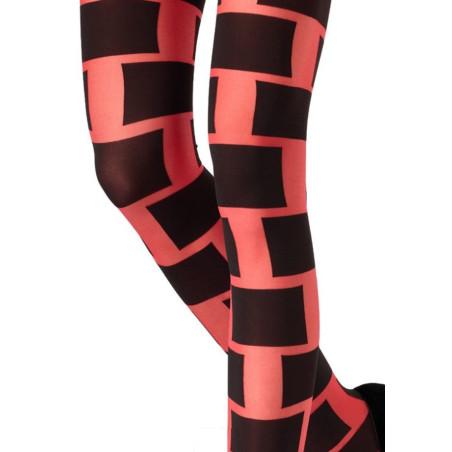 Collant Emilio Cavallini Cubes et Briques Rouge