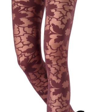 Collant Emilio Cavallini Fleurs en négatif Bordeau