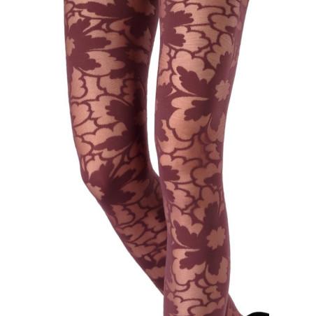 Collant Emilio Cavallini Fleurs en négatif Bordeau