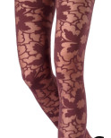 Collant Emilio Cavallini Fleurs en négatif Bordeau