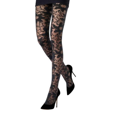 COLLANT-Emilio-Cavallini-opaque-Fleurs-negatives-noir