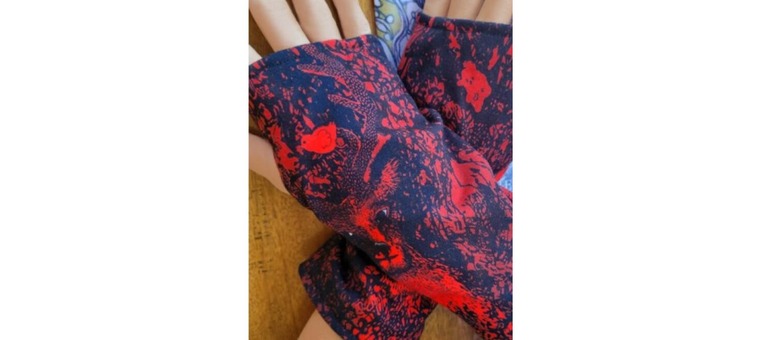 Mitaines Imprimées  Reversible Marieantoilette danielle motif en détail