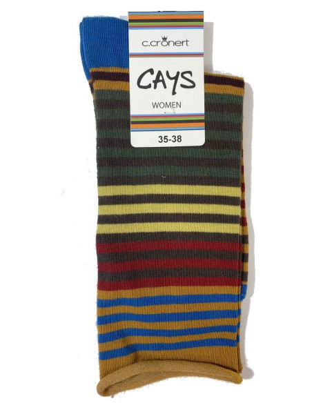 Chaussettes Cronert Sans compression Multi Rayures kaki jaune