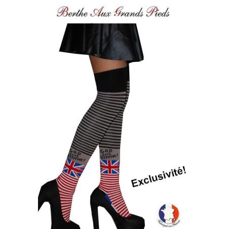 Chaussettes japonaise noire petites fleurs bleues