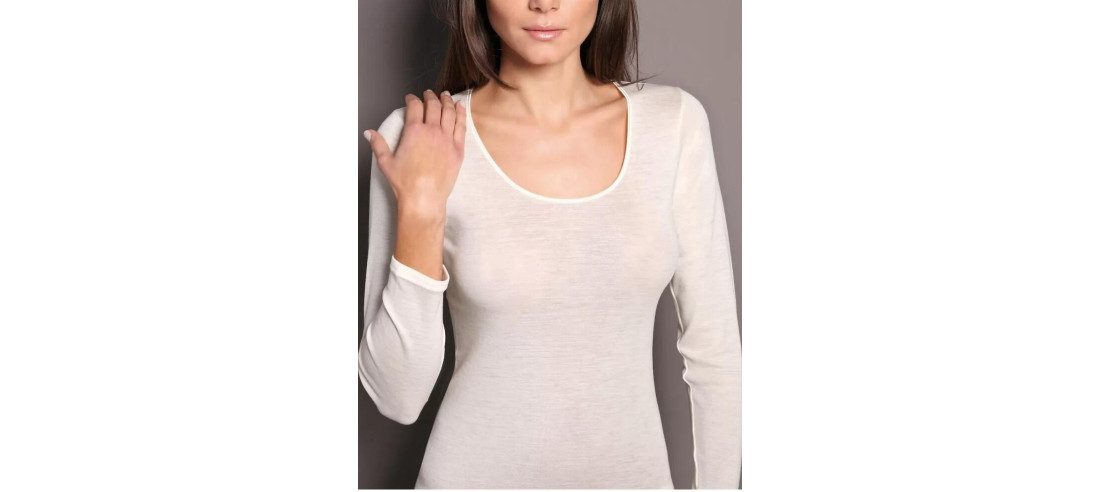 Haut Manches longues jersey laine et soie  Moretta 5009 ivoire