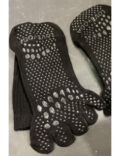 Chaussettes 5 Doigts cotes Noires love Yoga