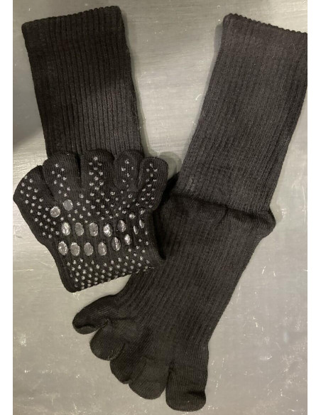 Chaussettes 5 Doigts cotes Noires love Yoga cotes