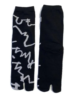 Chaussettes Japonais gribouillis ludiques détail