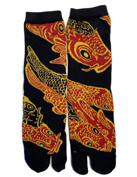 Chaussettes Japonaises noires carpes Koi