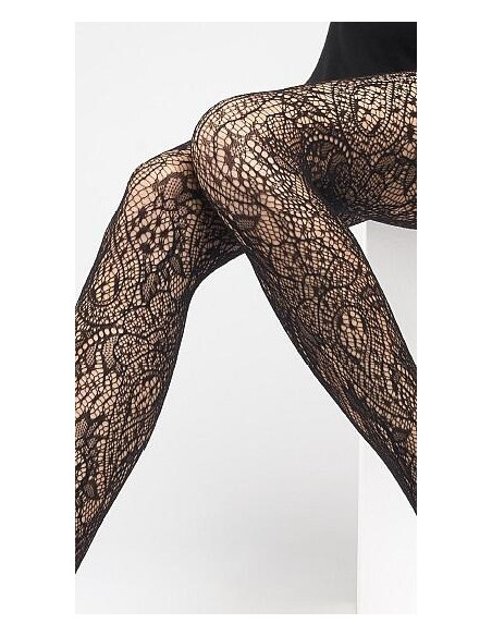 Collant Dentelle bouquet baroque Platino noir détail