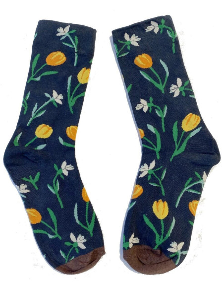 Chaussettes Tulipes Fleuries Les Petits Caprices vert profond