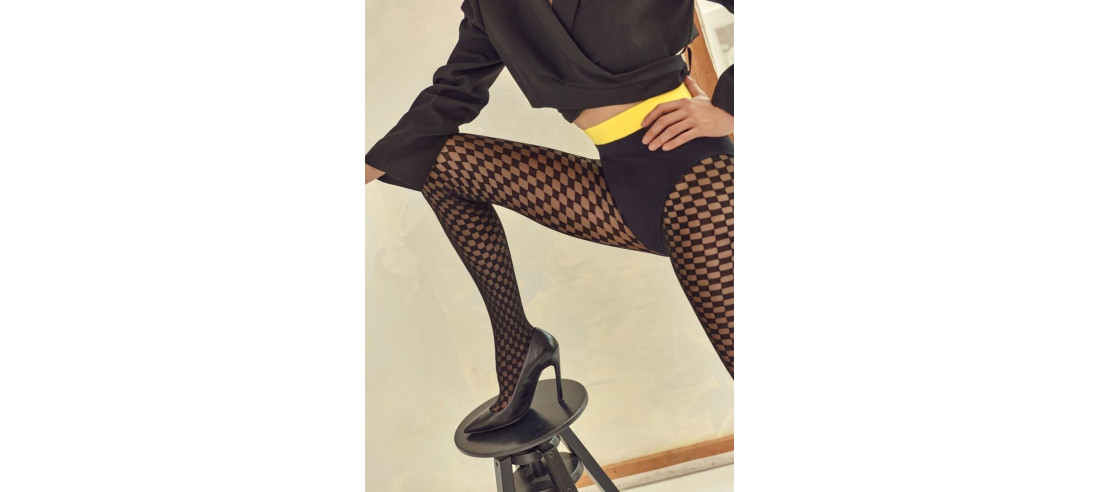 Collant à Carreaux tendance noir