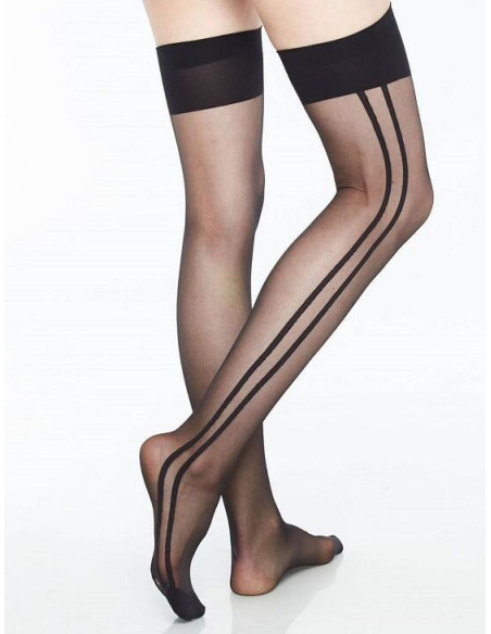 BAS JARRETIERE CHANTAL THOMASS DOUBLE LIGNE SIGLE LOGO